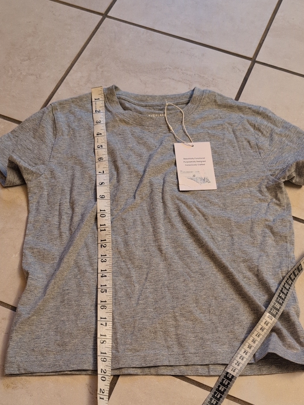 NWT Everlane Box Fit Tee Organic Cotton Heathered Grey Size XXS - Picture 7 of 7